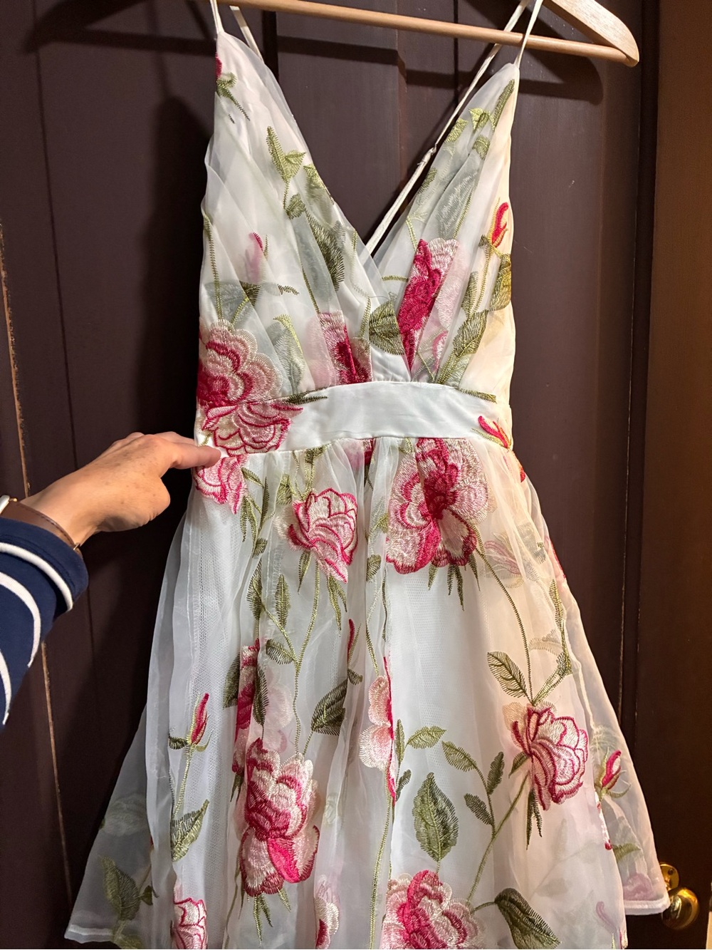White Floral Embroidered V-Neck Sundress